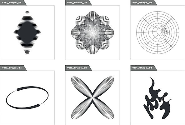 EPS 해외이미지 디자인 일러스트 추상 사람없음 그래픽 세트 검은색 원형 라인아트 마름모 기하학 해외202309 해외일러스트 도형 선 컬러 무늬 파일형식 벡터