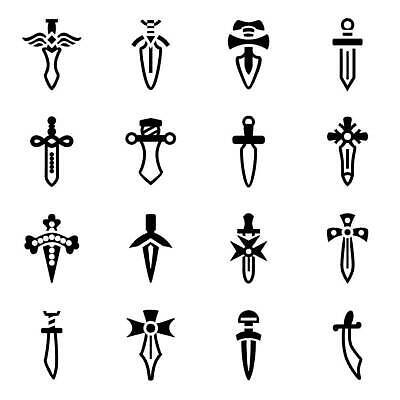 EPS 해외이미지 디자인 무기 일러스트 세트 골동품 흰색 칼날 중세 칼 수집 심볼 오브젝트 사인 군용 싸움 전쟁 날카로움 공상 해적 전사 단검 고립 옛날 철강 벡터 해외202309 해외일러스트 컬러 모션 군대 역사 검 도둑 파일형식