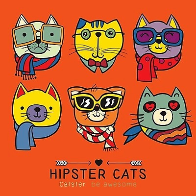 EPS 해외이미지 일러스트 사람없음 세트 선글라스 귀여움 주황색 스카프 목도리 고양이 해외202309 해외일러스트 잡화 안경 컬러 컨셉 포유류 반려동물 파일형식 벡터