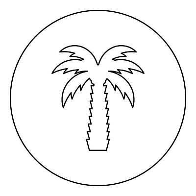 EPS 해외이미지 나무 식물 선 컬러 잎 일러스트 자연 손바닥 검은색 원형 윤곽 코코넛 내추럴 얇은 이국적 스타일 벡터 해외202309 해외일러스트 도형 손 과일 생태계 파일형식