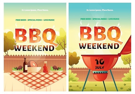 EPS 해외이미지 배너 공원 포스터 일러스트 휴가 육류 스테이크 요리 사람없음 울타리 파티 정원 연기 그릴 바비큐 굽기 해외202309 해외일러스트 공공시설 음식 식재료 주방용품 서양음식 이벤트 담장 구이 파일형식 벡터