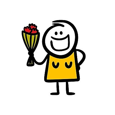 EPS 해외이미지 인물캐릭터 꽃다발 일러스트 한명 들기 사람 낙서 심플 해외202309 해외일러스트 일러캐릭터 캐릭터 1 꽃 모션 파일형식 벡터