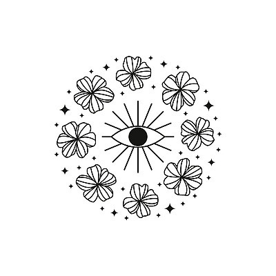 EPS 해외이미지 꽃 일러스트 사람없음 반짝임 눈동자 심볼 점성술 마법 환상 해외202309 해외일러스트 식물 컨셉 모션 눈_신체부위 파일형식 벡터