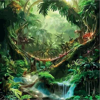 EPS 해외이미지 백그라운드 잎 일러스트 자연 사람없음 초록색 열대우림 해외202309 해외일러스트 식물 컬러 숲 생태계 파일형식 벡터