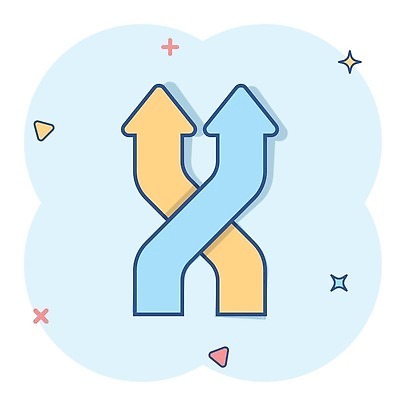 EPS 해외이미지 화살표 일러스트 사람없음 파란색 심볼 심플 코믹 교차 해외202309 해외일러스트 컬러 파일형식 벡터