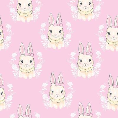 EPS 해외이미지 꽃 분홍색 백그라운드 잎 패턴 일러스트 사람없음 귀여움 토끼 핑크리본 해외202309 해외일러스트 식물 리본 컬러 컨셉 무늬 포유류 반려동물 파일형식 벡터