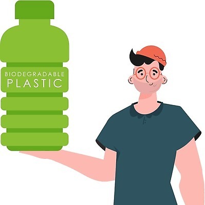 EPS 해외이미지 남자 일러스트 한명 들기 상반신 성인 재활용 보호 에코 친환경 페트병 성인남자한명만 해외202309 해외일러스트 1 컨셉 모션 사람 환경 병_담는 남자한명만 성인남자만 파일형식 벡터