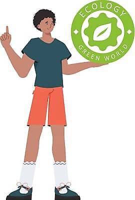 EPS 해외이미지 전신 남자 잎 일러스트 한명 들기 손짓 성인 초록색 원형 그린에너지 심볼 에코 친환경 성인남자한명만 해외202309 해외일러스트 도형 식물 1 컬러 모션 사람 환경 에너지 남자한명만 성인남자만 파일형식 벡터