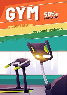 EPS 해외이미지 템플릿 포스터 스포츠 일러스트 건강 사람없음 세일 헬스사이클 보디빌딩 체육관 런닝머신 홈트레이닝 해외202309 해외일러스트 운동 운동기구 헬스 파일형식 벡터