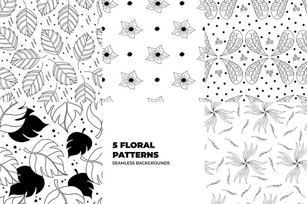 EPS 해외이미지 꽃 백그라운드 잎 패턴 일러스트 추상 흑백 사람없음 세트 분위기 라인아트 기하학 미니멀 해외202309 해외일러스트 식물 선 컨셉 무늬 촬영기법 파일형식 벡터