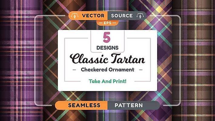 EPS 해외이미지 패턴 일러스트 사람없음 세트 보라색 체크무늬 해외202309 해외일러스트 컬러 무늬 파일형식 벡터