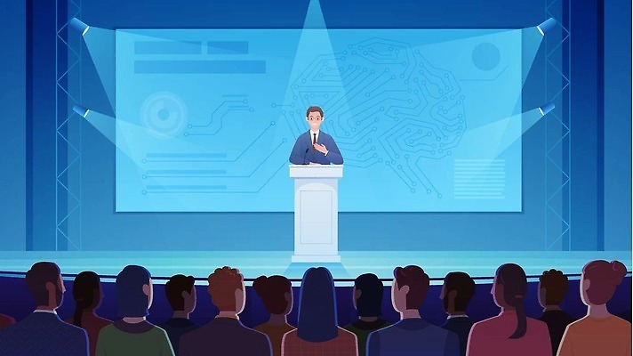 EPS 해외이미지 남자 과학 백그라운드 일러스트 비즈니스 회의 말하기 선물 설명 서기 사람 이벤트 파란색 스크린 교사 방 무대 자신감 홀 발표 작업실 강의 만화 스마트 과학자 마이크 장면 스포트라이트 일반 객석 세미나 지휘대 벡터 포럼 해외202309 해외일러스트 직업 감정 컬러 음향기기 컨셉 모션 공간 토론 학자 파일형식 전자제품