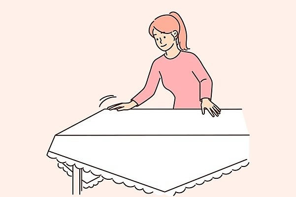 EPS 해외이미지 여자 행복 일러스트 식탁 한명 상반신 성인 식탁보 정리 성인여자한명만 해외202309 해외일러스트 1 감정 탁자 사람 여자한명만 성인여자만 파일형식 벡터