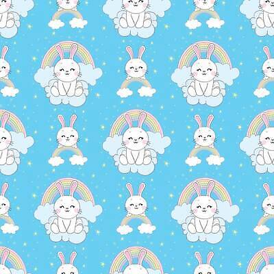 EPS 해외이미지 별 하늘색 백그라운드 무지개 패턴 일러스트 사람없음 귀여움 토끼캐릭터 해외202309 해외일러스트 자연요소 동물캐릭터 컨셉 무늬 파란색 토끼 파일형식 벡터