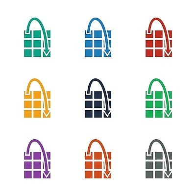 EPS 해외이미지 화살표 일러스트 사람없음 컬러풀 사각형 심볼 큐브 해외202309 해외일러스트 도형 컬러 파일형식 벡터