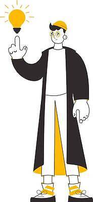 EPS 해외이미지 남자 일러스트 전구 한명 들기 성인 가리킴 라인아트 성인남자한명만 안경낌 해외202309 해외일러스트 1 안경 선 모션 사람 손짓 남자한명만 성인남자만 파일형식 벡터