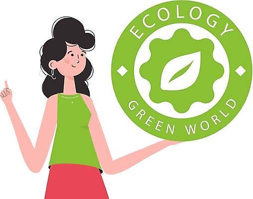 EPS 해외이미지 여자 잎 일러스트 한명 들기 손짓 상반신 성인 초록색 원형 그린에너지 심볼 에코 친환경 성인여자한명만 해외202309 해외일러스트 도형 식물 1 컬러 모션 사람 환경 에너지 여자한명만 성인여자만 파일형식 벡터