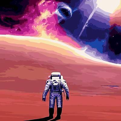 EPS 해외이미지 전신 일러스트 한명 사람 성인 우주 행성 우주비행사 우주복 우주탐사 화성 성인한명만 해외202309 해외일러스트 1 옷 성인만 파일형식 벡터