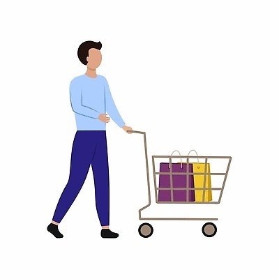 EPS 해외이미지 캐릭터 잡화 남자 음식 가방 일러스트 사람 세일 상점 카트 시장 플랫 고객 무역 패키지 영웅 승진 슈퍼마켓 쇼퍼홀릭 벡터 해외202309 해외일러스트 일러캐릭터 산업 파일형식