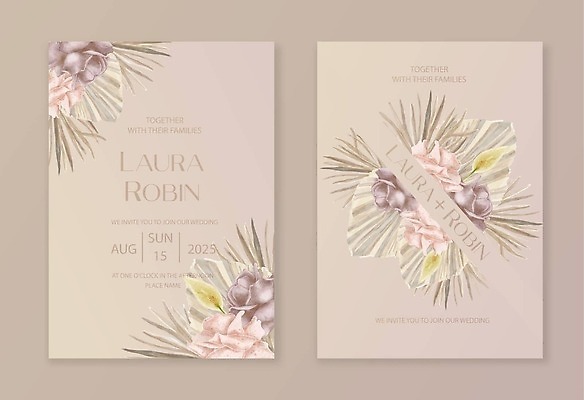 EPS 해외이미지 식물 결혼 일러스트 프레임 사람없음 세트 축하 분위기 감성 카피스페이스 해외202309 해외일러스트 컨셉 이벤트 공백 파일형식 벡터