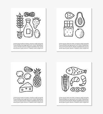 EPS 해외이미지 포스터 음식 다이어트 오렌지 과일 일러스트 재료 텍스트 딸기 조개 치즈 새우 콩 건강 어류 옥수수 그래픽 약 초콜릿 계란 검은색 우유 견과류 신용카드 낙서 질병 상품 시리얼 밀 먹기 심볼 해산물 윤곽 땅콩 손그림 꿀 알레르기 고립 레터링 벡터 해외202309 해외일러스트 컬러 의학 모션 어패류 디저트 유제품 곡류 갑각류 금융 알 수중동물 파일형식