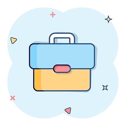 EPS 해외이미지 서류가방 일러스트 사람없음 파란색 심볼 심플 코믹 해외202309 해외일러스트 컬러 가방 파일형식 벡터