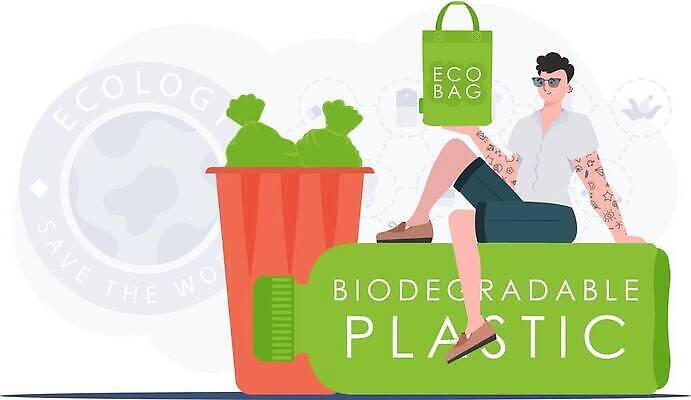 EPS 해외이미지 전신 남자 가방 일러스트 한명 앉기 성인 재활용 쓰레기통 보호 문신 에코 친환경 페트병 쓰레기봉투 성인남자한명만 해외202309 해외일러스트 1 잡화 컨셉 모션 봉투 사람 환경 병_담는 남자한명만 성인남자만 파일형식 벡터