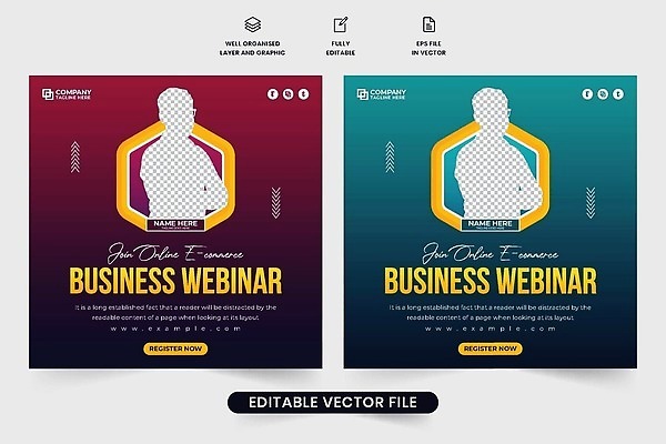 EPS 해외이미지 템플릿 배너 포스터 일러스트 회사 비즈니스 회의 레이아웃 초대 온라인 승진 마케팅 웨비나 해외202309 해외일러스트 세미나 파일형식 벡터 언택트