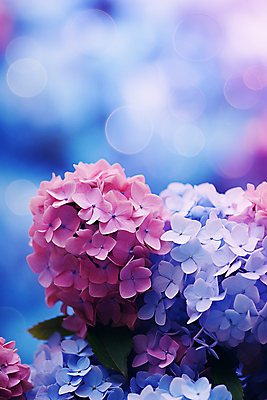 JPG 편집이미지 여름꽃 자연 사람없음 파란색 보라색 보케 수국 편집실사 AI포토 AI콘텐츠 꽃 컬러 CG 생태계 파일형식 여름_계절