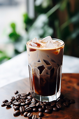 JPG 편집이미지 사람없음 컵 갈색 얼음 카페 원두 커피잔 아이스커피 나무탁자 편집실사 AI포토 AI콘텐츠 자연요소 식기 커피 컬러 탁자 잔 상점 CG 파일형식