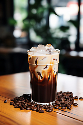 JPG 편집이미지 사람없음 컵 갈색 얼음 카페 원두 커피잔 아이스커피 나무탁자 편집실사 AI포토 AI콘텐츠 자연요소 식기 커피 컬러 탁자 잔 상점 CG 파일형식