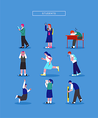 전신 여학생 여자 남자 교복 남학생 엎드리기 의자 일러스트 중학생 청소년 고등학생 숙이기 서기 미소 앉기 손짓 여러명 책 스마트폰 학습 독서 달리기 볼펜 손들기 걷기 점프 잠 한숨 책상 등교 시험지 곤란 힘듦 십대만 월간캐릭터 일러캐릭터 AI파일 캐릭터 학생 옷 교육 포즈 가구 다수 컨셉 모션 표정 사람 핸드폰 스마트기기 펜 등하교 파일형식 벡터