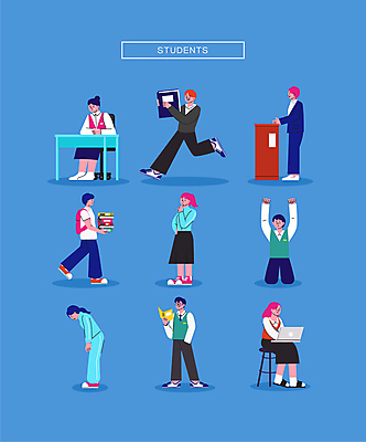 전신 여학생 여자 남자 교복 남학생 허리손 생각 의자 일러스트 중학생 청소년 고등학생 숙이기 서기 미소 들기 앉기 손짓 여러명 책 노트북 달리기 손들기 발표 찡그림 사죄 무릎꿇기 책상 고민 파일 주머니손 교탁 벌서기 힘듦 십대만 월간캐릭터 일러캐릭터 AI파일 캐릭터 학생 옷 감정 포즈 가구 다수 컨셉 모션 표정 사람 전자제품 체벌 파일형식 벡터