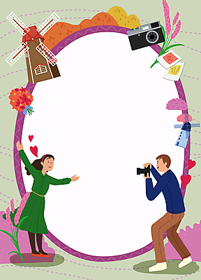 PSD 커플 여자 남자 꽃다발 데이트 일러스트 팔벌리기 프레임 사랑 서기 들기 성인 두명 카메라 사진촬영 풍차 가을 하트 원형 풀 폴라로이드 폴라로이드사진 성인만 카피스페이스 핑크뮬리 국내일러스트 모양 도형 식물 계절 꽃 감정 관계 모션 사람 전자제품 촬영 공백 파일형식