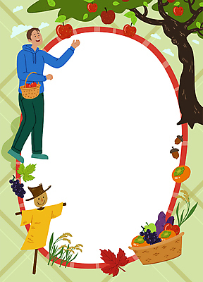 전신 PSD 구름 남자 낙엽 일러스트 포도 프레임 감 한명 서기 들기 성인 초록색 바구니 수확 가을 원형 사과 밀 허수아비 도토리 사과나무 성인남자한명만 카피스페이스 국내일러스트 자연요소 도형 나무 1 계절 컬러 잎 농업 과일 모션 곡류 사람 공백 견과류 남자한명만 성인남자만 파일형식