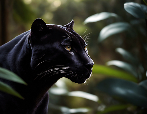 JPG 동물 편집이미지 한마리 잎 포유류 자연 사람없음 검은색 숲속 열대우림 디지털합성 맹수 흑표범 편집실사 AI포토 AI콘텐츠 식물 1 컬러 숲 CG 생태계 표범 파일형식