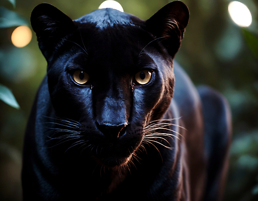 JPG 동물 편집이미지 한마리 포유류 자연 근접촬영 사람없음 검은색 숲속 열대우림 디지털합성 맹수 흑표범 편집실사 AI포토 AI콘텐츠 1 뷰포인트 컬러 숲 CG 생태계 표범 파일형식