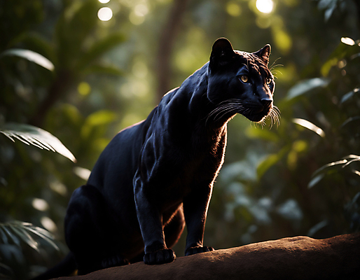 JPG 동물 편집이미지 한마리 잎 포유류 자연 앉기 사람없음 검은색 숲속 열대우림 디지털합성 맹수 흑표범 편집실사 AI포토 AI콘텐츠 식물 1 컬러 모션 숲 CG 생태계 표범 파일형식