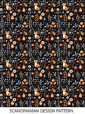 PSD 디자인 잎 패턴 일러스트 북유럽스타일 사람없음 패턴백그라운드 풀 화려 디지털합성 여우 스칸디나비아 국내일러스트 식물 백그라운드 컨셉 무늬 포유류 스타일 파일형식