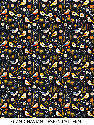 PSD 디자인 꽃 잎 패턴 일러스트 조류 북유럽스타일 사람없음 패턴백그라운드 풀 화려 디지털합성 스칸디나비아 국내일러스트 식물 동물 백그라운드 컨셉 무늬 스타일 파일형식