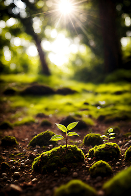 JPG 편집이미지 자연 이끼 풍경 근접촬영 사람없음 초록색 햇빛 새싹 흙 보케 빛망울 블러효과 편집실사 AI포토 AI콘텐츠 식물 뷰포인트 컬러 빛 태양 CG 생태계 블러 파일형식 효과