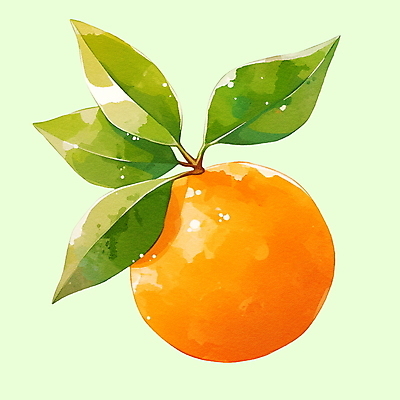 PSD 잎 오렌지 일러스트 붓터치 수채화 귤 사람없음 주황색 국내일러스트 식물 컬러 과일 파일형식