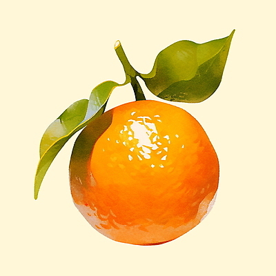 PSD 잎 오렌지 일러스트 붓터치 수채화 귤 사람없음 주황색 국내일러스트 식물 컬러 과일 파일형식
