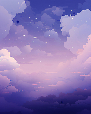 JPG 구름 별 일러스트 자연 하늘 풍경 사람없음 반짝임 보라색 그림 국내일러스트 AI일러스트 AI콘텐츠 자연요소 컬러 모션 생태계 파일형식