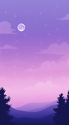 JPG 나무 구름 실루엣 일러스트 자연 밤하늘 하늘 산 풍경 사람없음 보라색 달 그림 국내일러스트 AI일러스트 AI콘텐츠 자연요소 식물 컬러 촬영기법 야간 생태계 파일형식