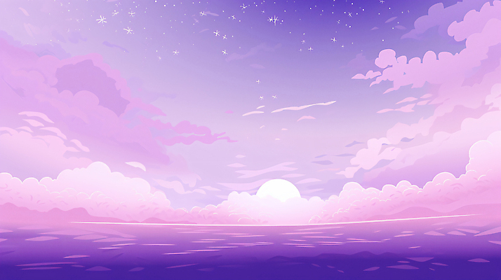 JPG 구름 별 바다 일러스트 자연 하늘 풍경 사람없음 보라색 달 그림 수평선 국내일러스트 AI일러스트 AI콘텐츠 자연요소 컬러 생태계 파일형식