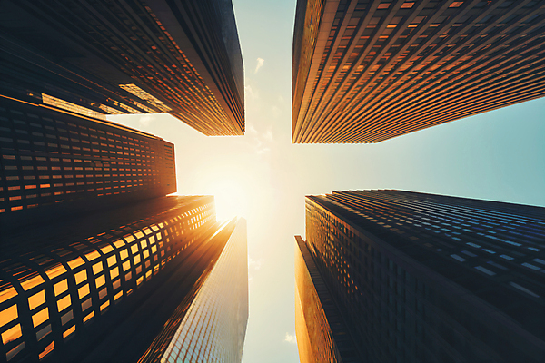 JPG 구름 편집이미지 로우앵글 하늘 빌딩 사람없음 건물 햇빛 도시 편집실사 AI포토 AI콘텐츠 자연요소 건축물 뷰포인트 태양 CG 파일형식