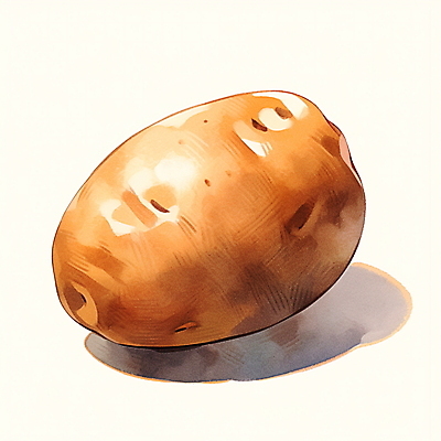 JPG 채소 일러스트 붓터치 수채화 감자 사람없음 갈색 국내일러스트 AI일러스트 AI콘텐츠 컬러 파일형식