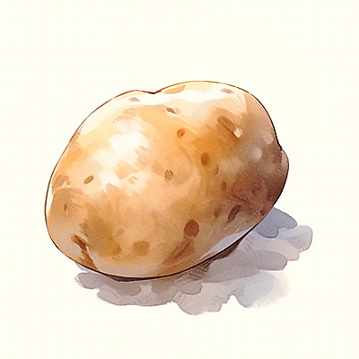 JPG 채소 일러스트 붓터치 수채화 감자 사람없음 갈색 국내일러스트 AI일러스트 AI콘텐츠 컬러 파일형식