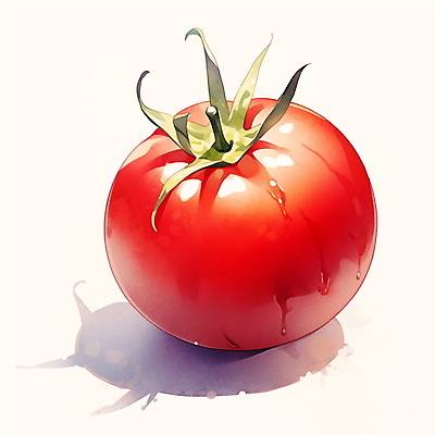 JPG 토마토 채소 일러스트 붓터치 수채화 사람없음 빨간색 물방울 국내일러스트 AI일러스트 AI콘텐츠 컬러 파일형식